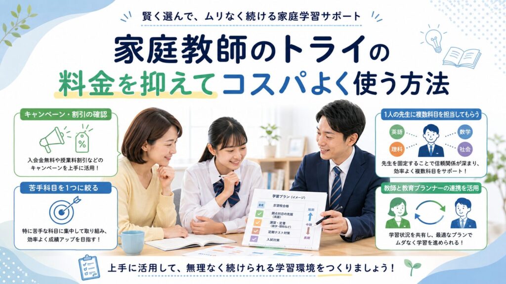 家庭教師のトライの料金を抑えてコスパよく使う方法