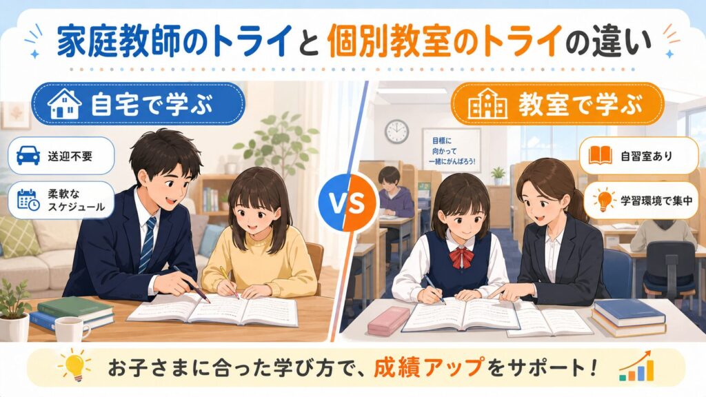 家庭教師のトライと個別教室のトライの違いは?結論から解説