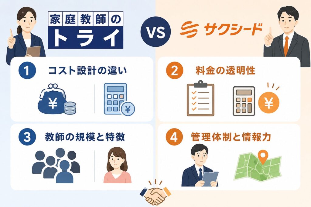 【徹底比較】絶対に知っておくべきトライとサクシードの「決定的な4つの違い