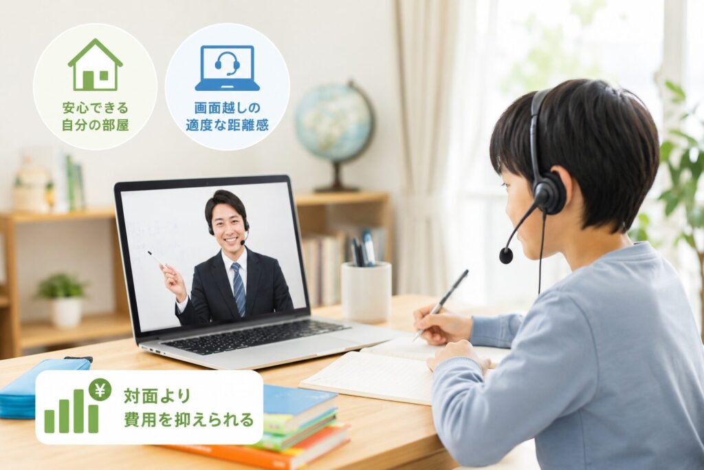 対面指導で緊張してしまう・気が散りやすいお子さまには「オンライン指導」がおすすめ