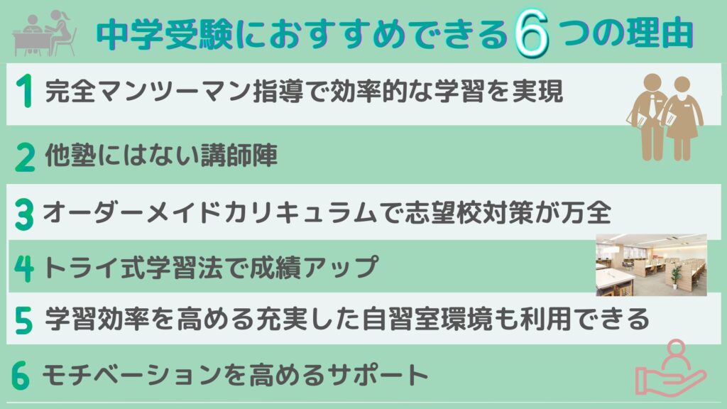 個別教室のトライが中学受験におすすめな6つの理由