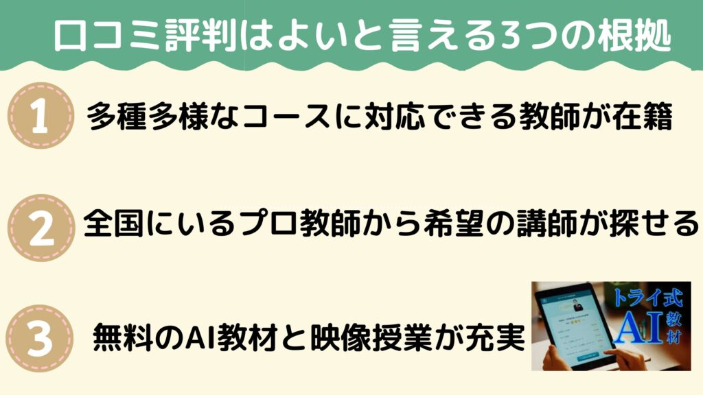 他塾にはないトライのオンライン個別指導塾の3つの強み