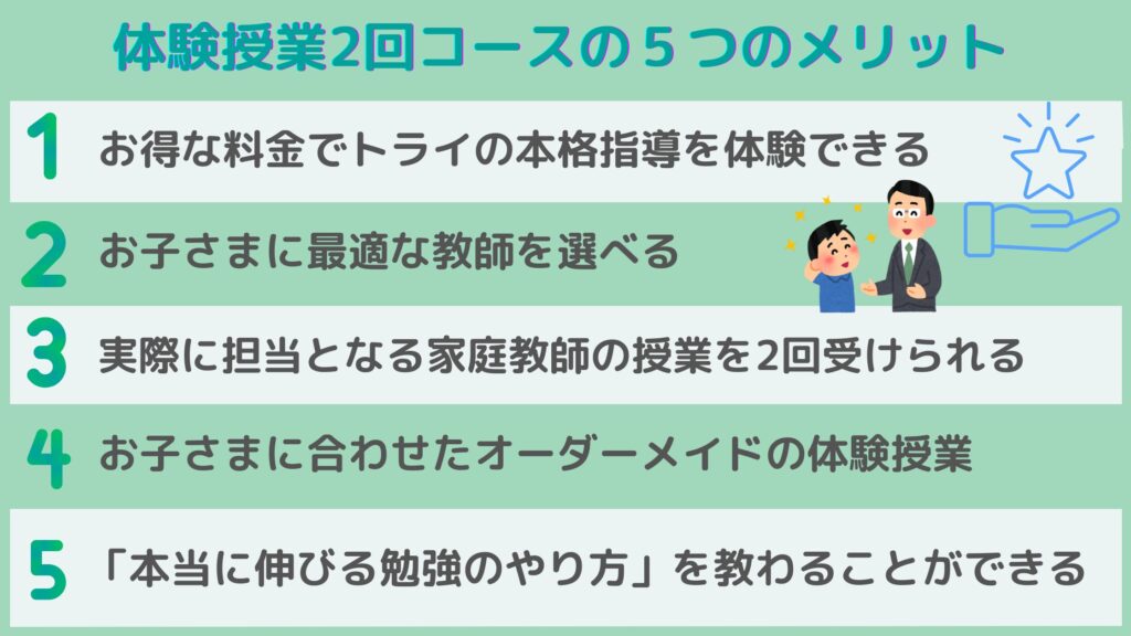 家庭教師体験授業2回コースの5つの大きなメリット