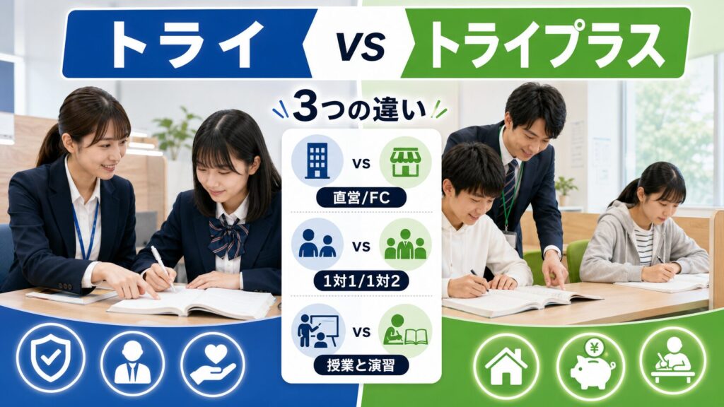 個別教室のトライとトライプラスの最大の違いは3点