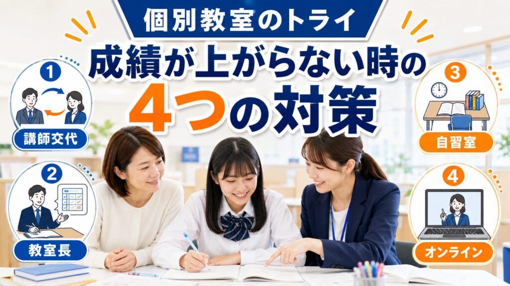 個別教室のトライで成績が上がらない時の4つの効果的な対策