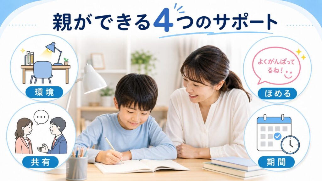 家庭教師まかせにしない!親ができる4つのサポート