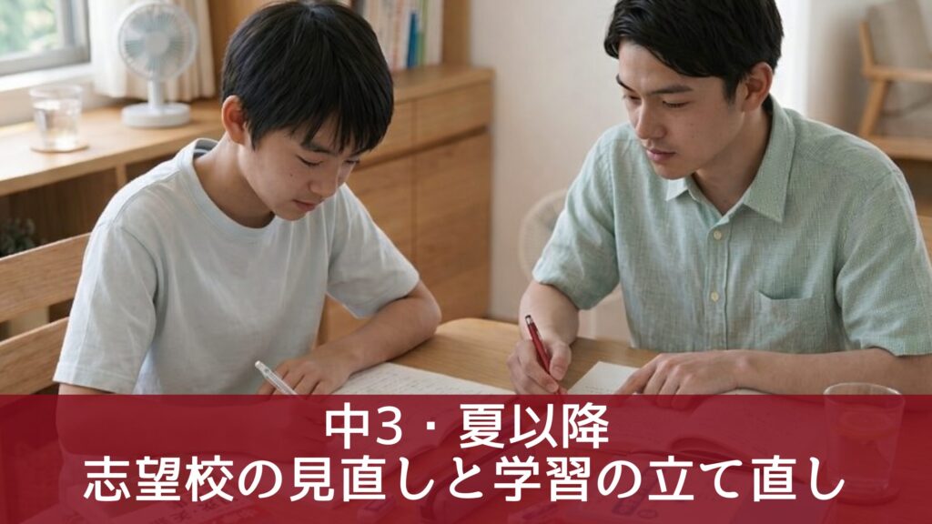 中3・夏以降
志望校の見直しと学習の立て直し