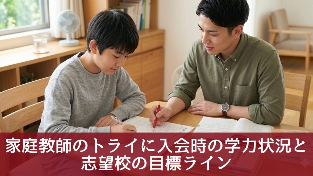 家庭教師のトライに入会時の学力状況と志望校の目標ライン