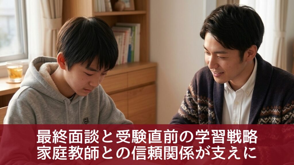 最終面談と受験直前の学習戦略
家庭教師との信頼関係が支えに
