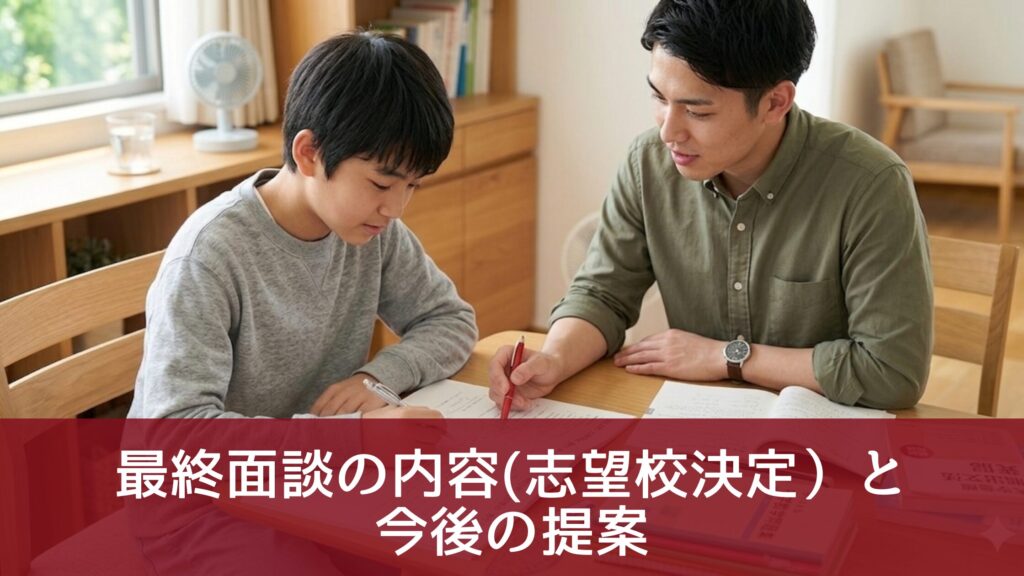 最終面談の内容(志望校決定）と今後の提案