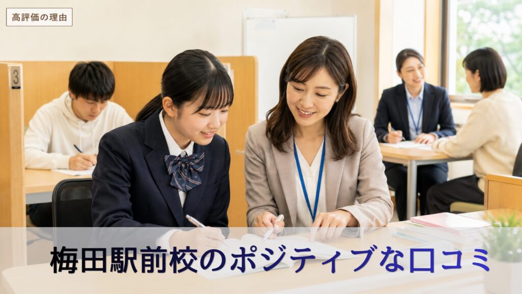 個別教室のトライ梅田駅前校のポジティブな口コミ