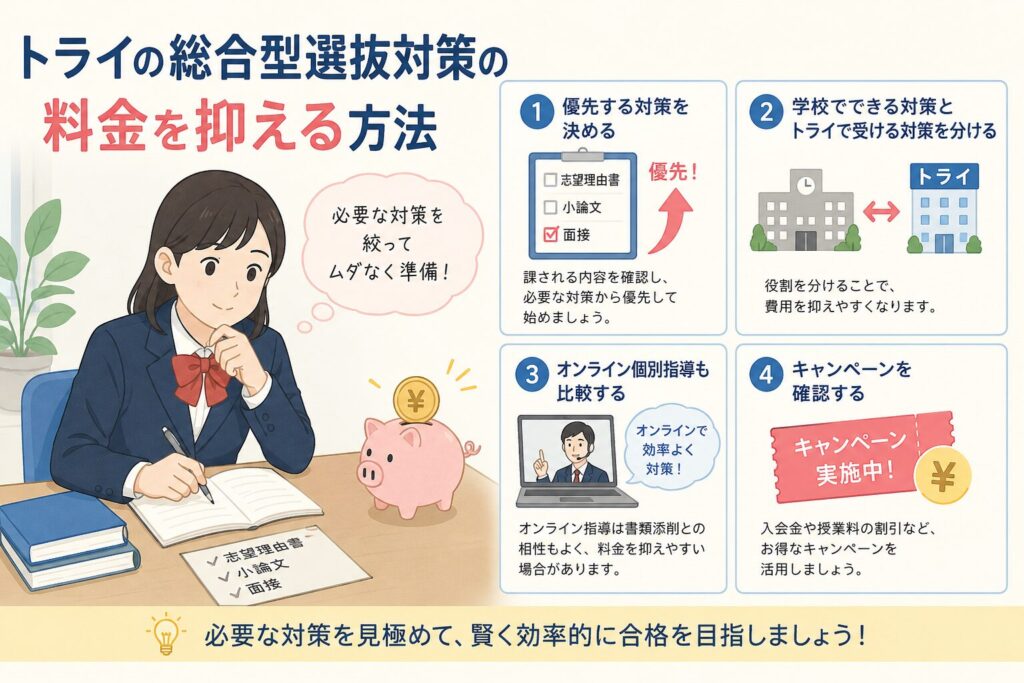 トライの総合型選抜対策の料金を抑える方法