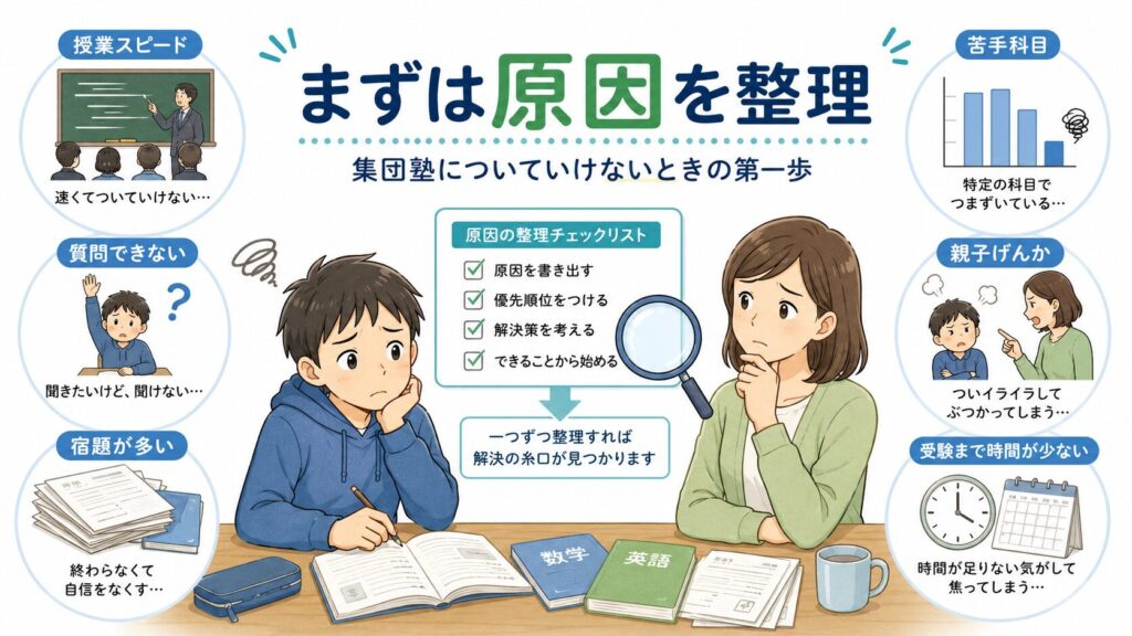 この記事の結論｜集団塾についていけないときは原因の整理が先です