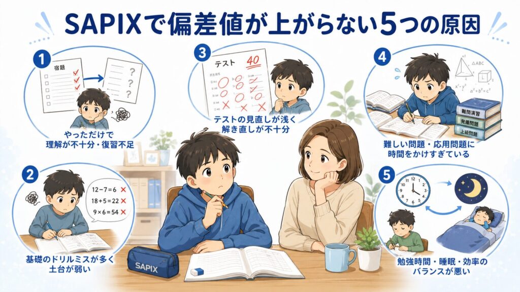 SAPIXで偏差値が上がらない5つの原因