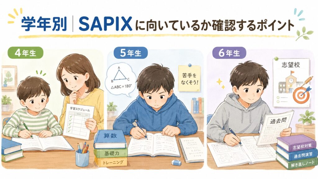 学年別|SAPIXに向いているか確認するポイント