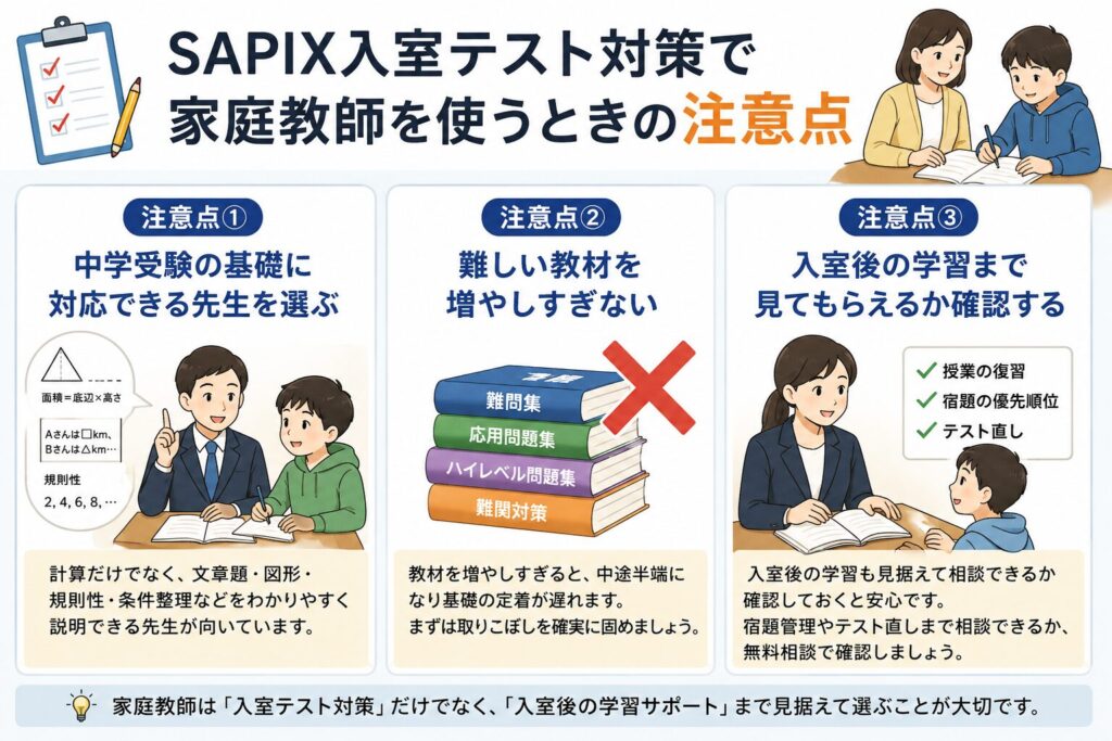SAPIX入室テスト対策で家庭教師を使うときの注意点