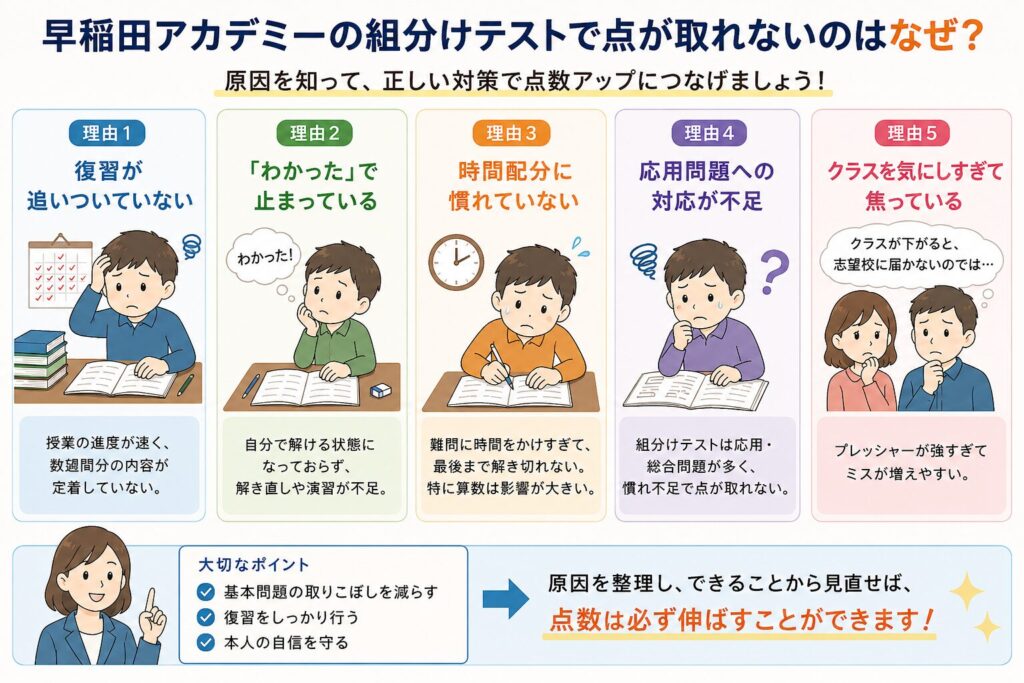 早稲田アカデミーの組分けテストで点が取れないのはなぜ？