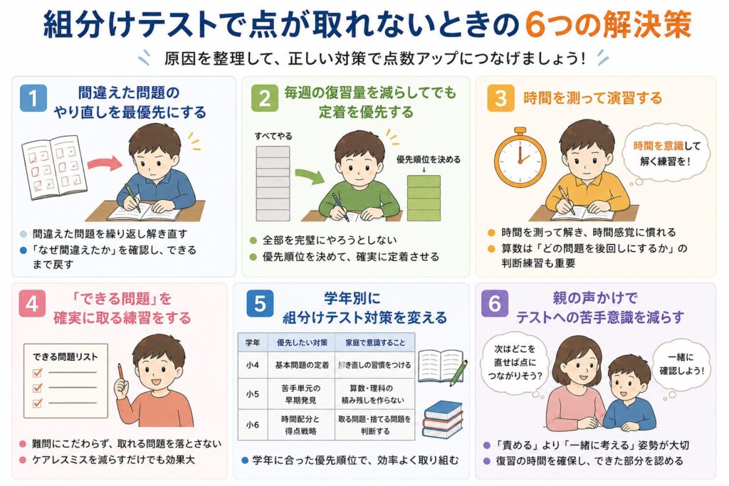 組分けテストで点が取れないときの6つの解決策