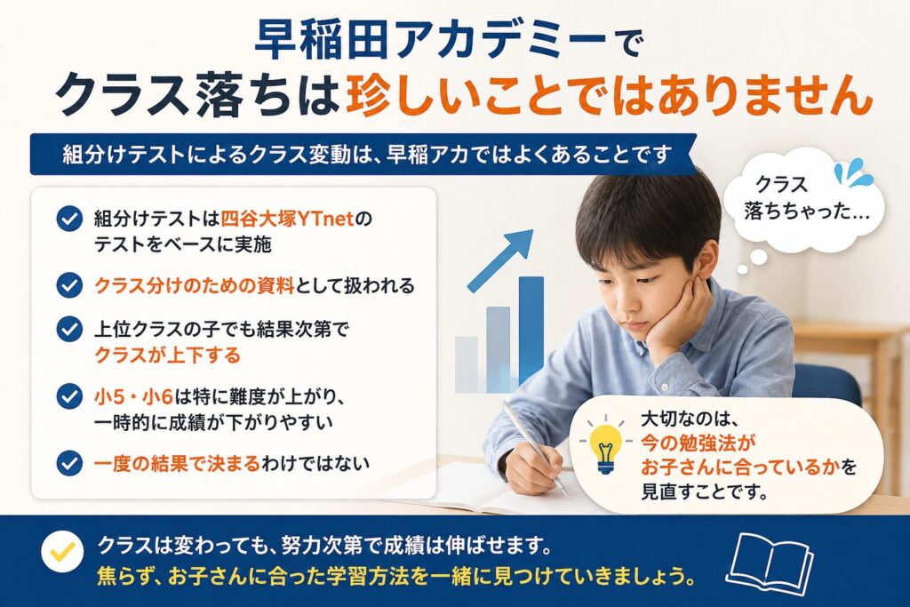 早稲田アカデミーでクラス落ちは珍しいことではありません