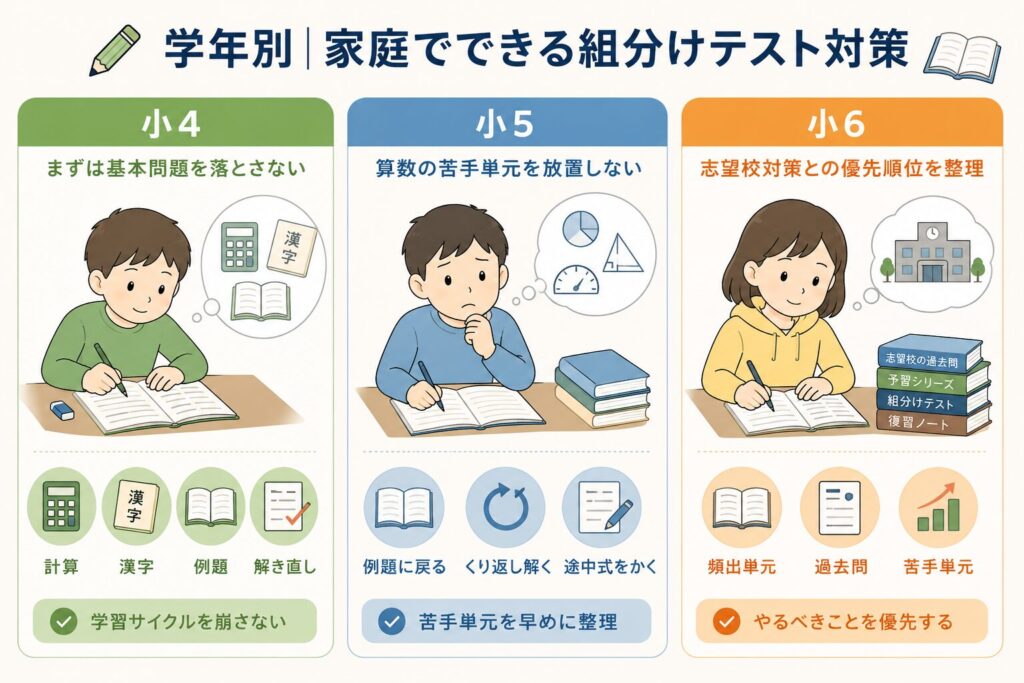 学年別|家庭でできる組分けテスト対策