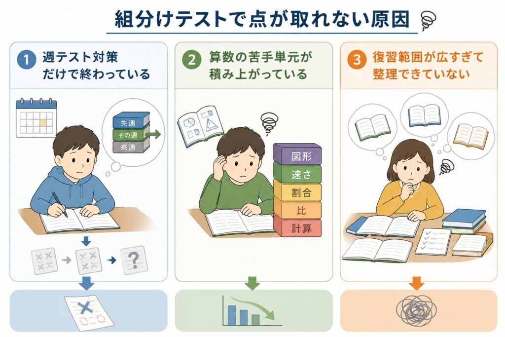 四谷大塚の組分けテストで点が取れない原因