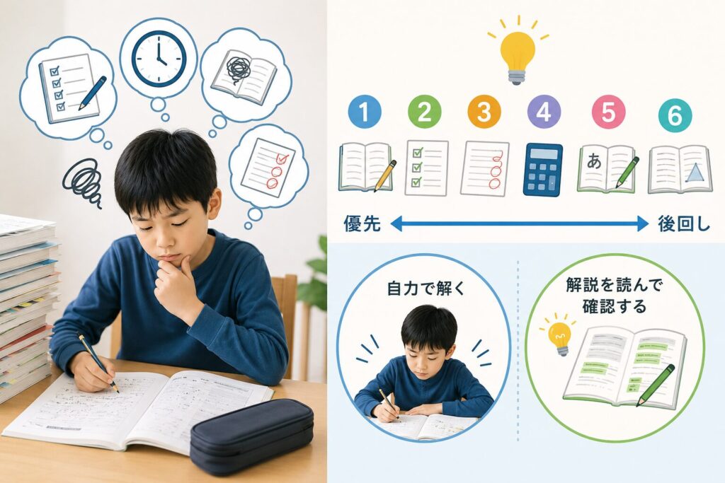 宿題が終わらないときは優先順位を見直す
