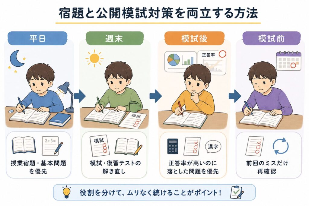 宿題と公開模試対策を両立する方法