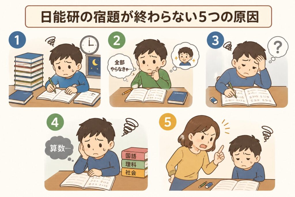 日能研の宿題が終わらない5つの原因
