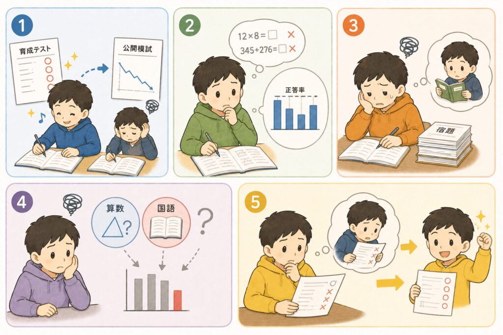 日能研の公開模試で点数が上がらない主な5つの原因