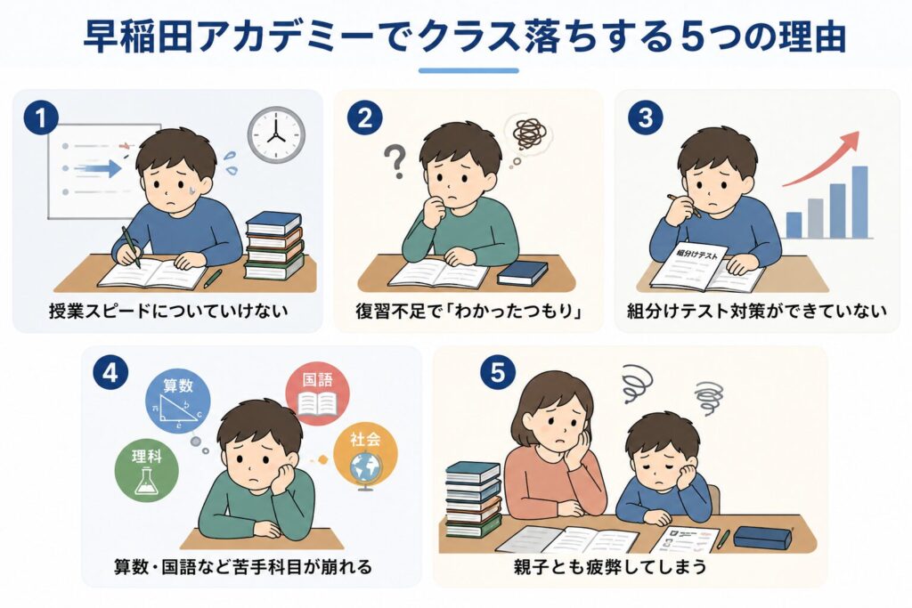 早稲田アカデミーでクラス落ちする主な5つの理由