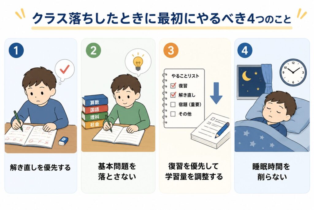 全学年｜クラス落ちしたときに最初にやるべきこと4点