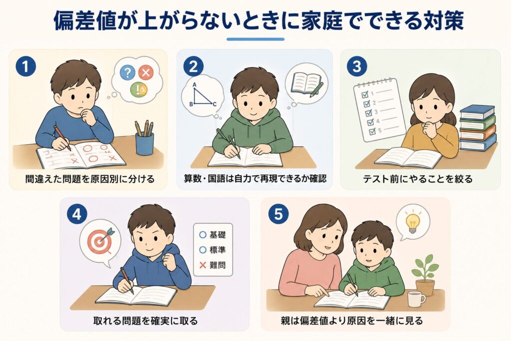 偏差値が上がらないときに家庭でできる5つの対策