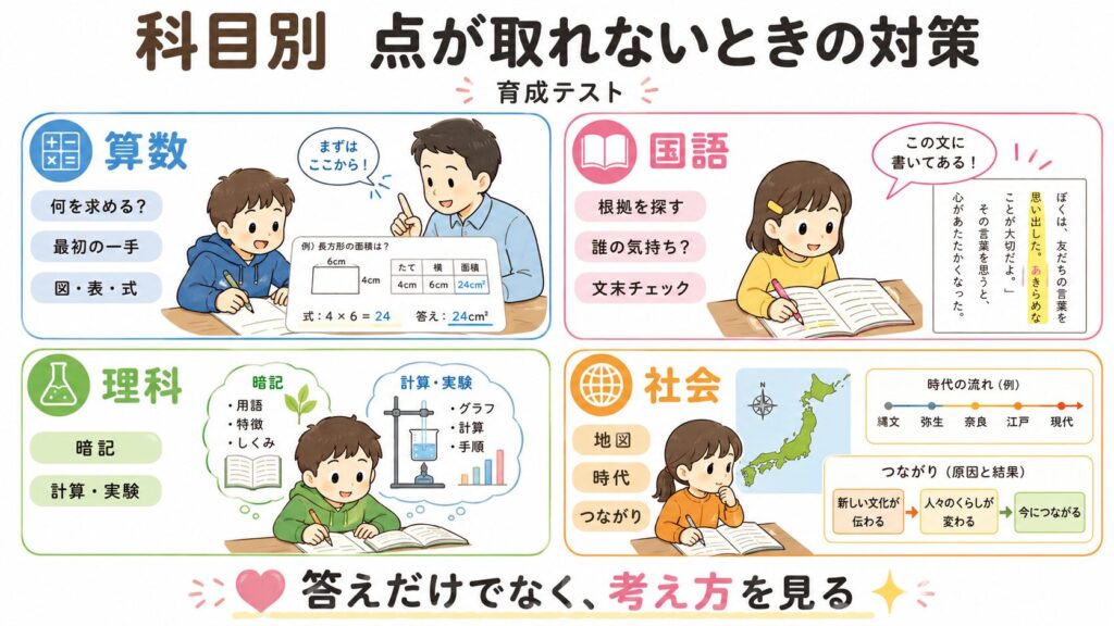 科目別|育成テストで点が取れないときの対策