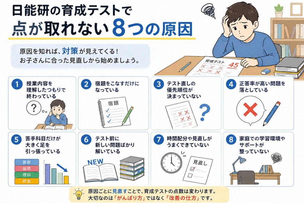 日能研の育成テストで点が取れない8つの原因