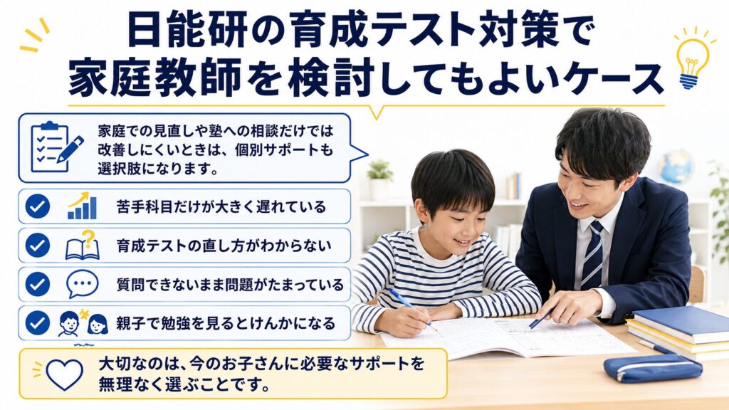 日能研の育成テスト対策で家庭教師を検討してもよいケース