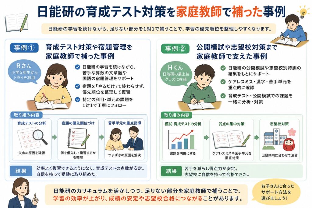 実際に日能研の育成テスト対策を家庭教師で補った事例