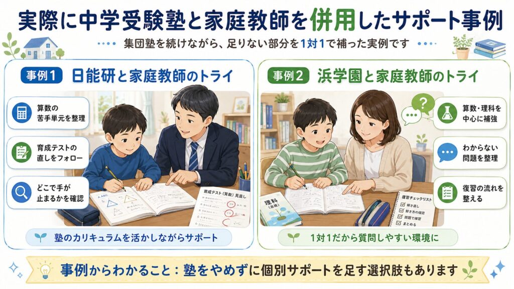 実際に中学受験塾と家庭教師を併用したサポート事例