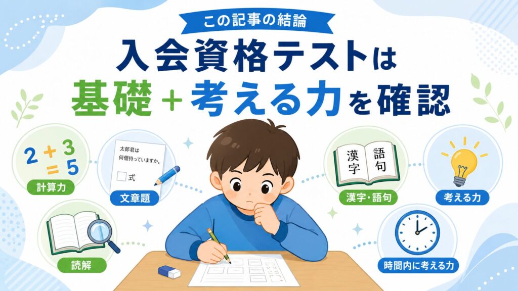 この記事の結論｜日能研の入会資格テストは基礎と考える力を確認するテストです