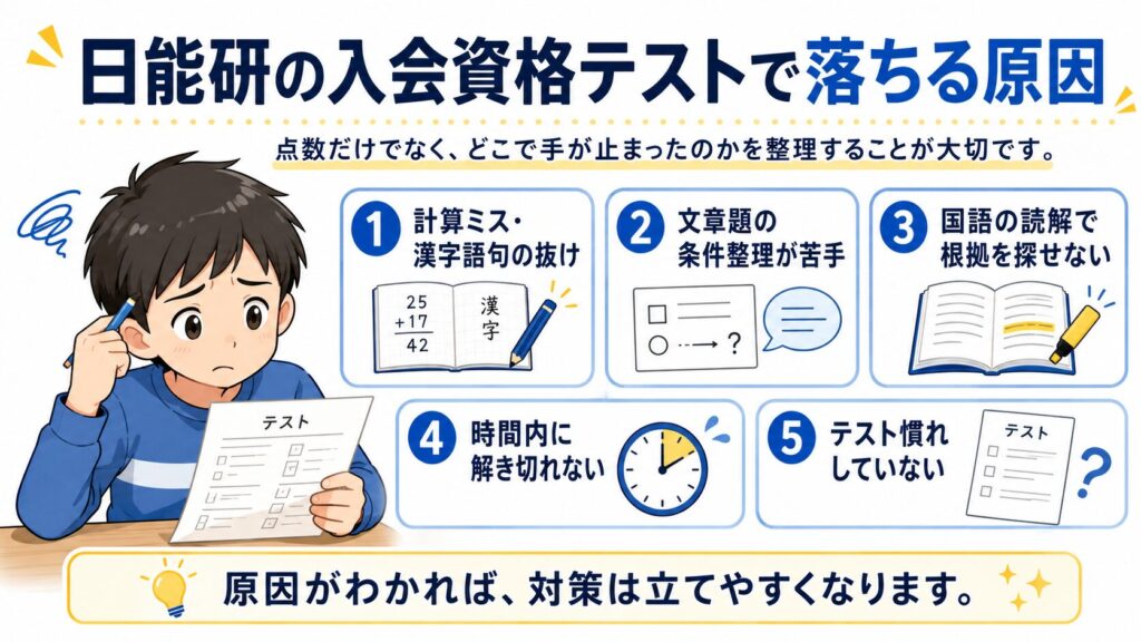 日能研の入会資格テストで落ちる原因