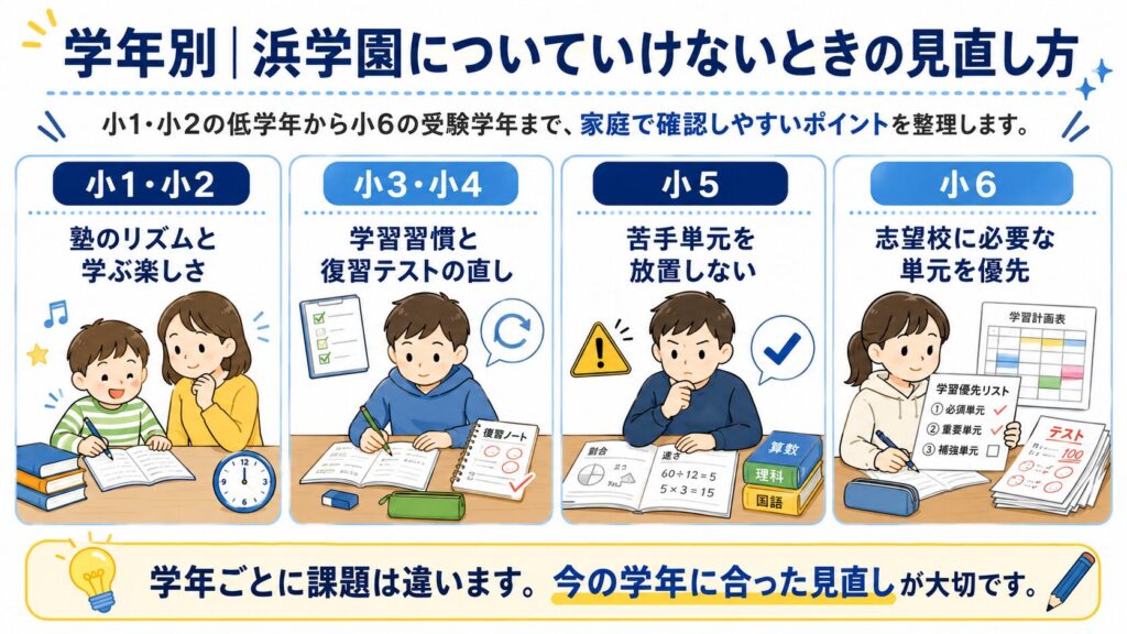 学年別｜浜学園についていけないときの見直し方