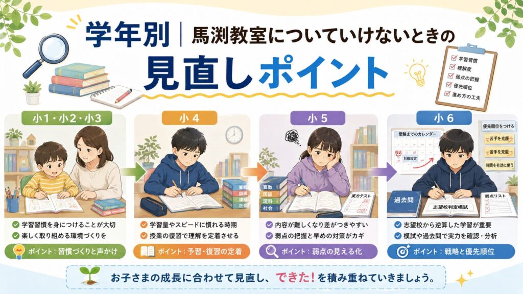 学年別|馬渕教室についていけないときの見直しポイント