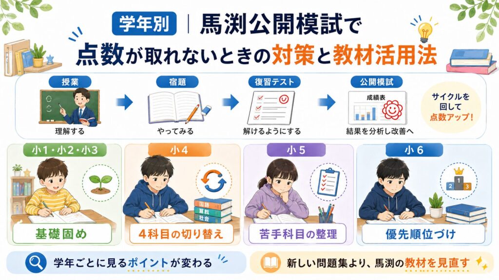 学年別|馬渕公開模試で点数が取れないときの対策と教材活用法