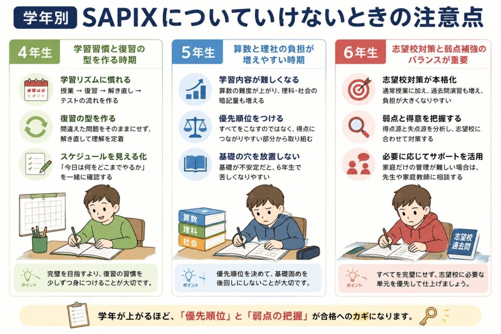 学年別|SAPIXについていけないときの注意点