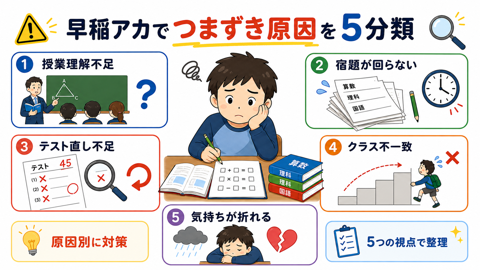 早稲田アカデミーでつまずきの正体を5つに切り分ける