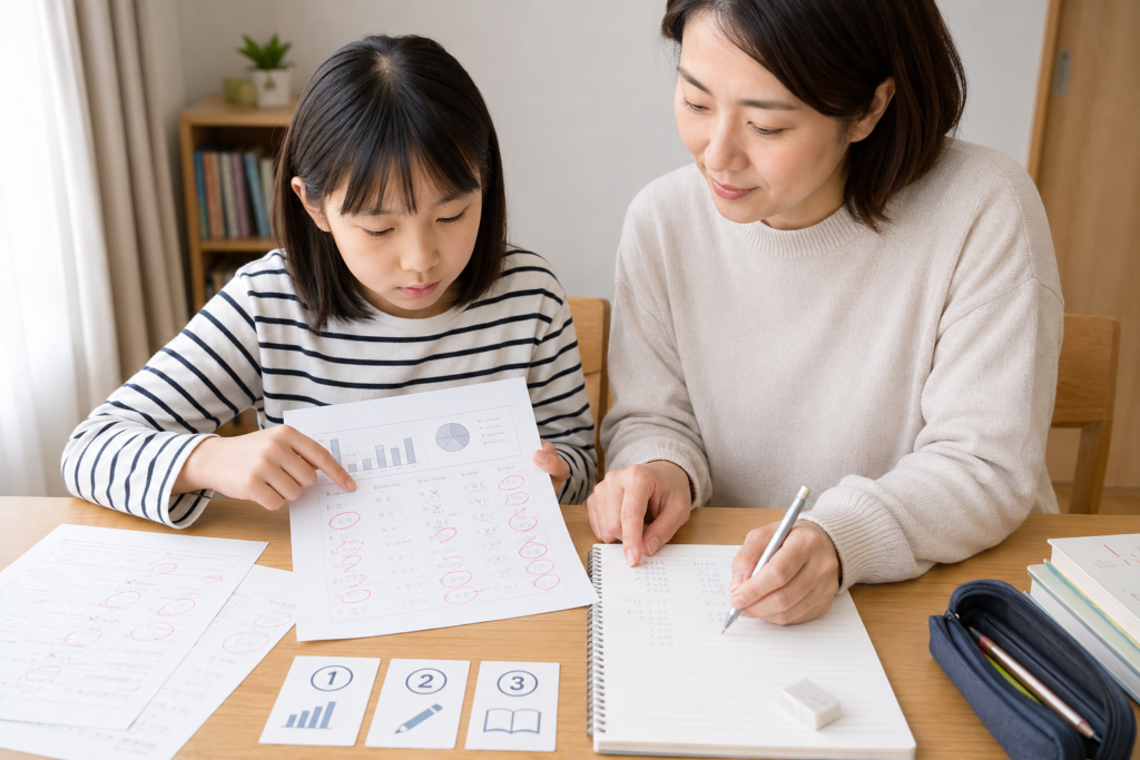 浜学園の復習テストで点が取れないとき最初に確認する3つ
