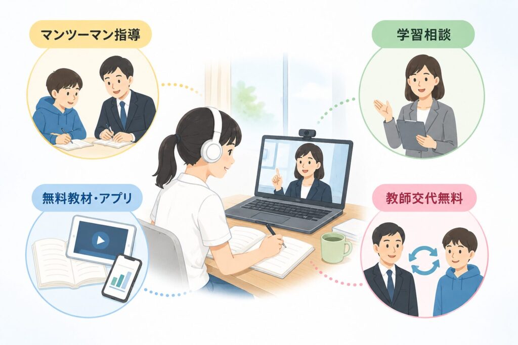 トライのオンライン個別指導塾の夏期講習の料金に含まれるサポート