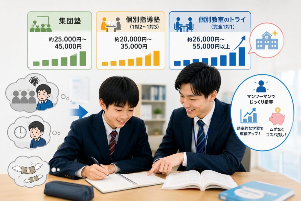 集団塾や他の個別指導塾と比べてトライの料金は高い？安い？