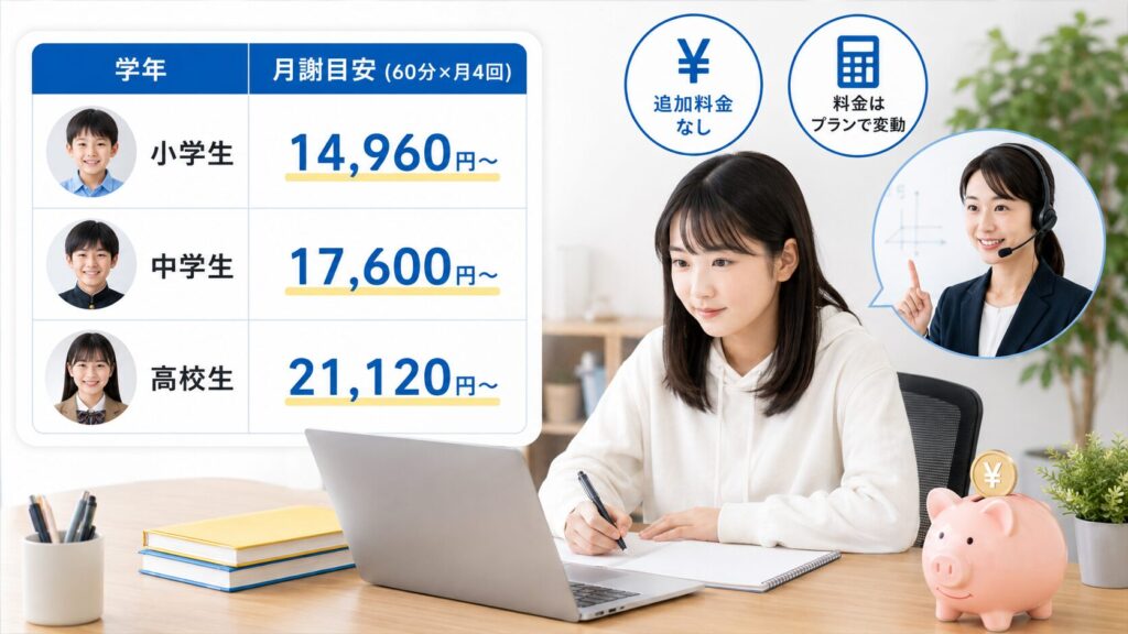 トライのオンライン個別指導塾の料金|不登校だと高くなる?