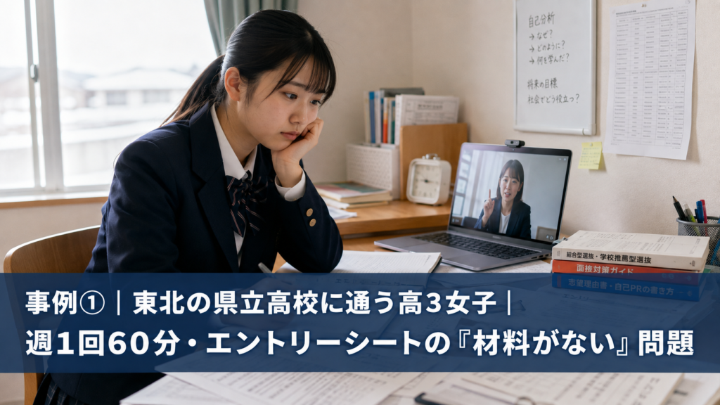 事例①|東北の県立高校に通う高3女子|週1回60分・エントリーシートの「材料がない」問題