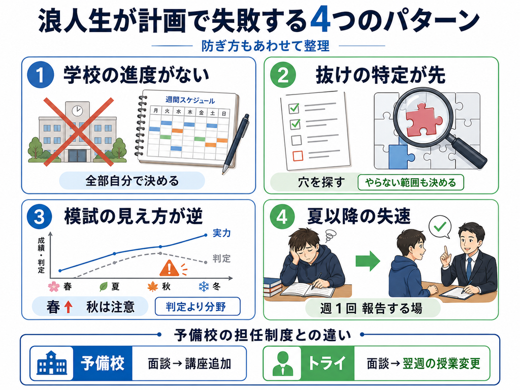 浪人生が計画で失敗する4つのパターンと、その防ぎ方